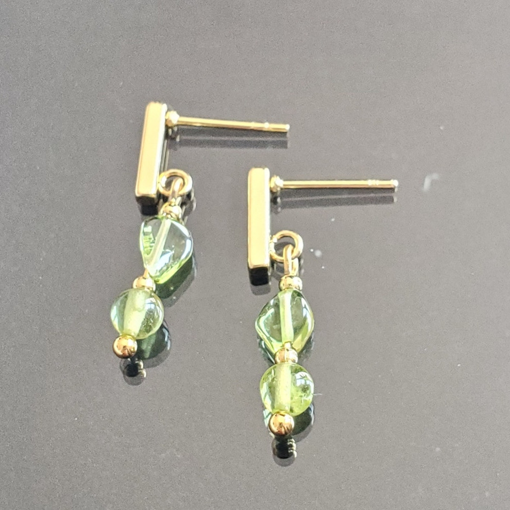 Peridot Earrings Delicate Natural Gemstones in an 18k Gold Plate Setting